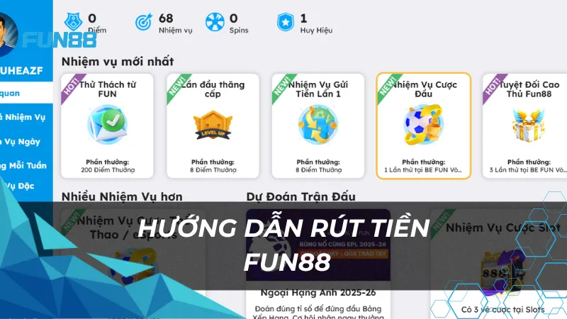 FUN88 53 Hướng dẫn rút thưởng Tại Fun88